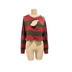 A Nightmare on Elm Street Freddy Krueger Costume Womens Crop Sweater Medium